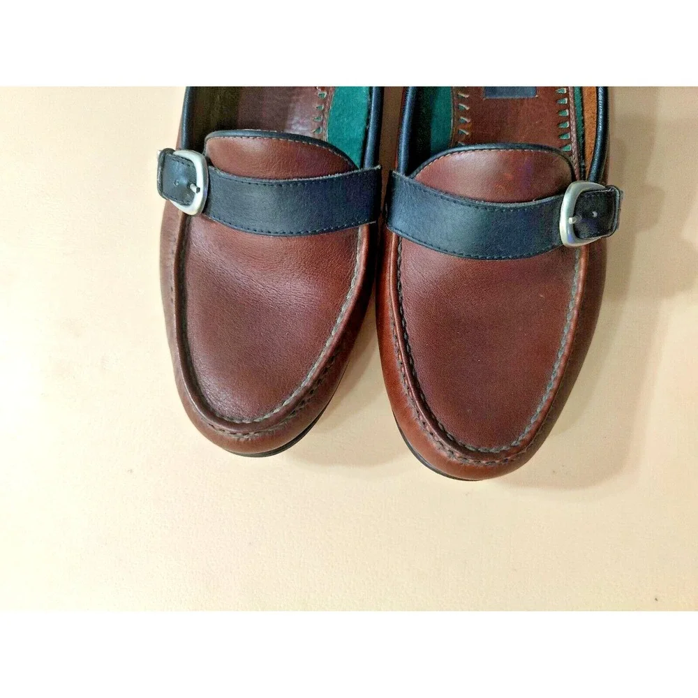 Greg Norman Made in Indonesia Mens Brown Leather Oxford Loafers Shoes Size 9.5 M